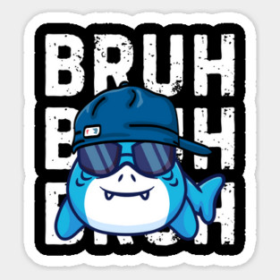 Cool Summer Vacation Bruh Shark Sticker