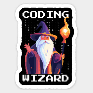 Pixel Coder Coding Wizard Sticker