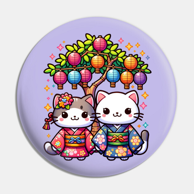Tanabata Kittens in Kimonos Pin by HolidayBug