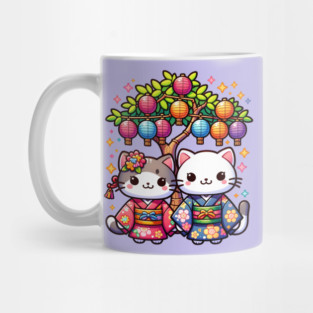 Tanabata Kittens in Kimonos Mug