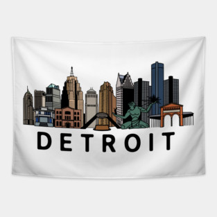 Detroit Skyline Tapestry