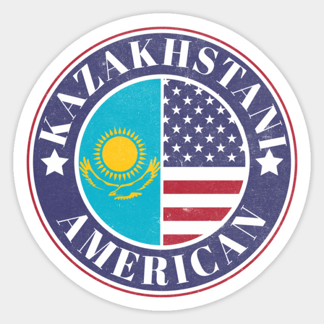 Proud Kazakhstani-American Badge - Kazakhstan Flag Magnet by Yesteeyear