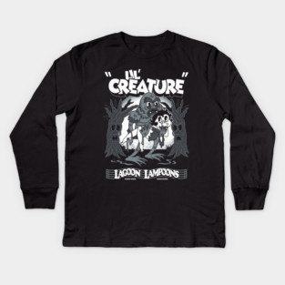 Lil Creature - Vintage Cartoon Black Lagoon - Creepy Cute Monster Kids Long Sleeve T-Shirt
