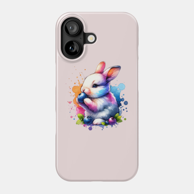 Watercolor Blueberry Bunny Phone Case by HolidayBug