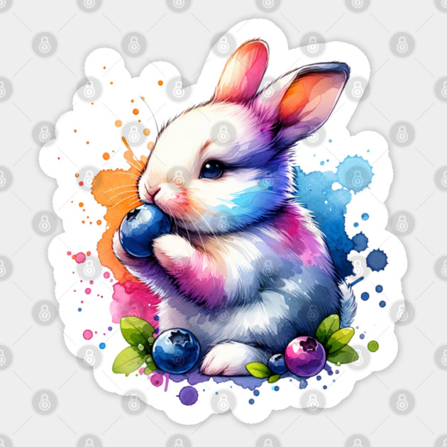 Watercolor Blueberry Bunny Sticker by HolidayBug