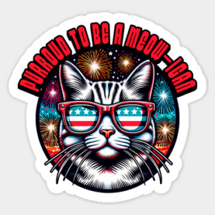 Proud American Cat Pun Sticker