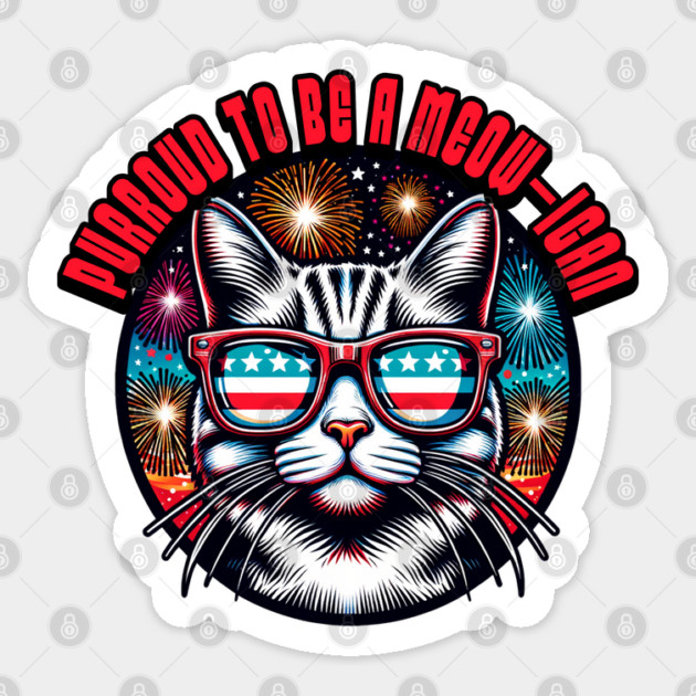 Proud American Cat Pun Sticker by HolidayBug
