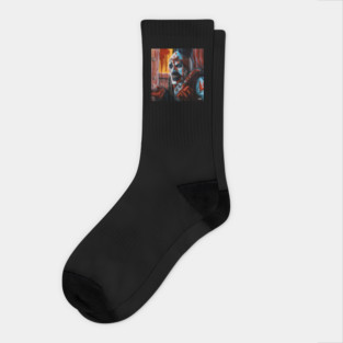 Terrifier "Splatter House" Art The Clown painting (digital) Socks
