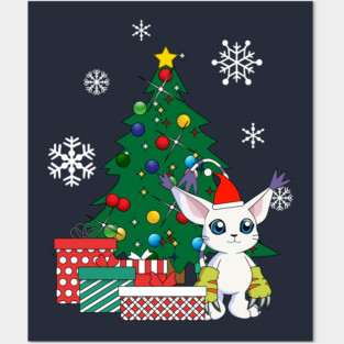 Gatomon Around The Christmas Tree Digimon Posters and Art