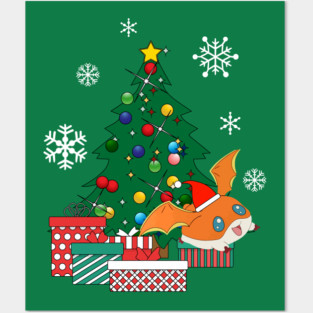 Patamon Around The Christmas Tree Digimon Posters and Art