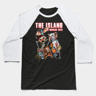 The Island of MANIAC Toys! Christmas Horror! Baseball T-Shirt