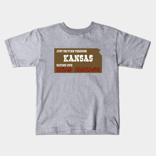 Kansas Road Sausage Kids T-Shirt by Rick Gualtieri