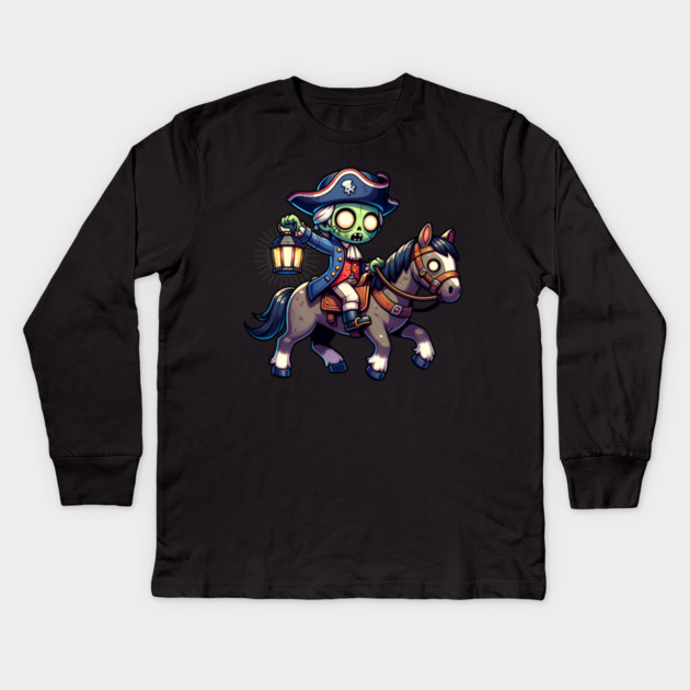 Zombie Paul Revere's Ride Kids Long Sleeve T-Shirt by HolidayBug