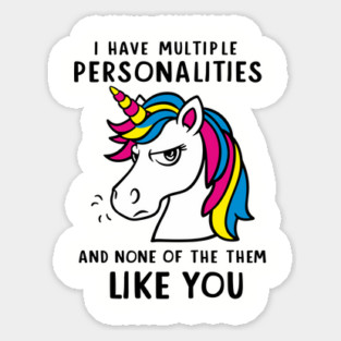 Introverted Personality Antisocial Attitude Unicorn Sticker