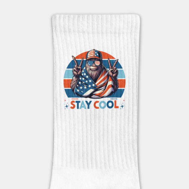 Stay Cool 4th July Patriotic Funny Bigfoot Sasquatch America by JessArty