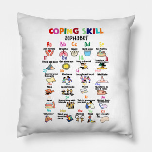 Coping Skills Alphabet, School Counselor, Mental Health Matters, Psychologist, Positivity Pillow