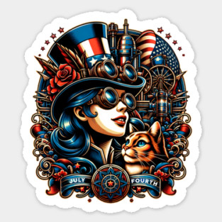 Steampunk July 4th Sticker