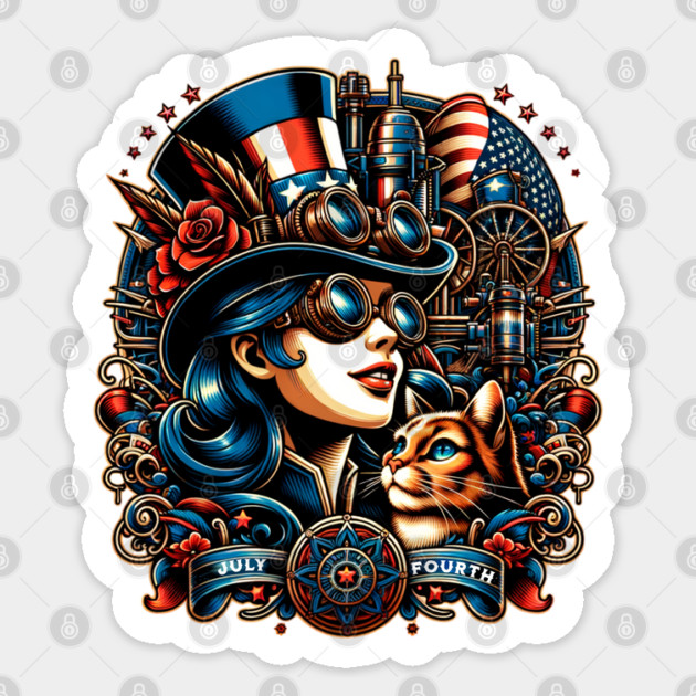 Steampunk July 4th Sticker by HolidayBug