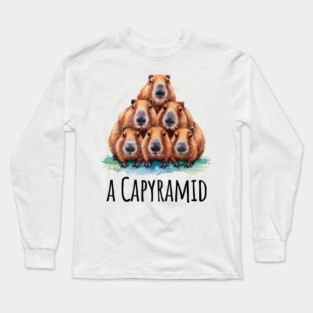 Capyramid: a stack of six adorable Capybaras, fun design Long Sleeve T-Shirt