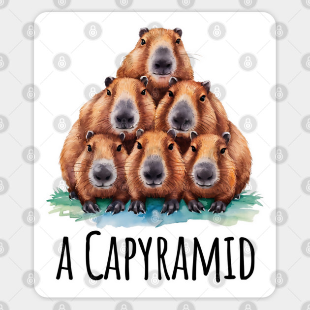 Capyramid: a stack of six adorable Capybaras, fun design Sticker by Luxinda
