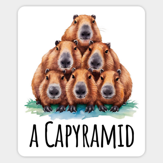 Capyramid: a stack of six adorable Capybaras, fun design Magnet by Luxinda