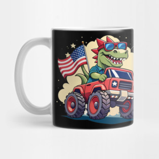 4th Of July US Flag T-Rex Dinosaur Mug