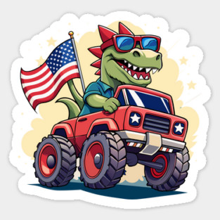 4th Of July US Flag T-Rex Dinosaur Sticker