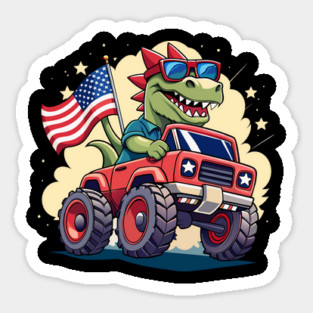 4th Of July US Flag T-Rex Dinosaur Magnet