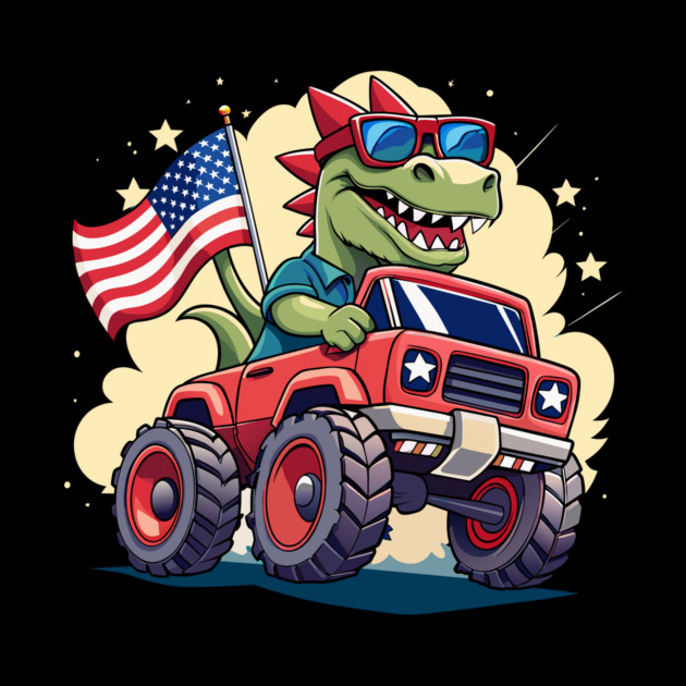 4th Of July US Flag T-Rex Dinosaur by The WYLD Tribe