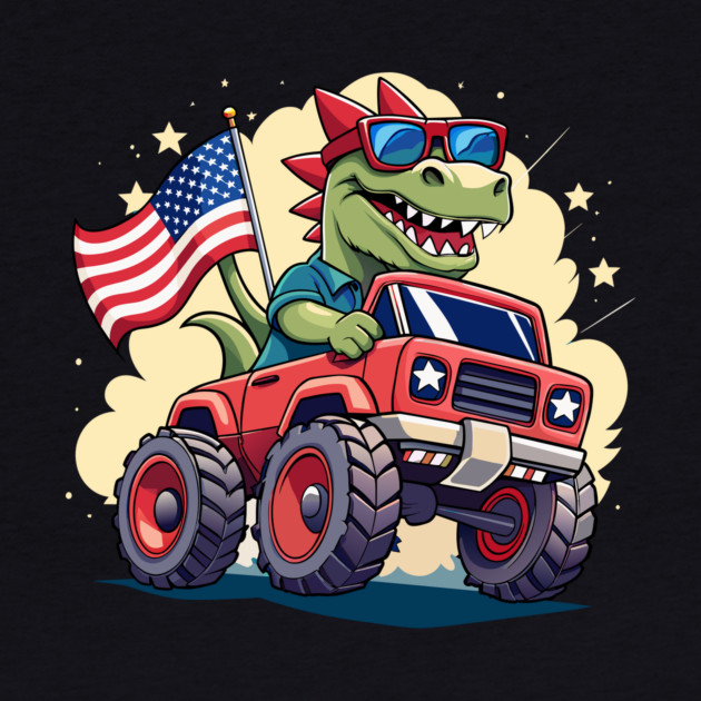 4th Of July US Flag T-Rex Dinosaur by The WYLD Tribe