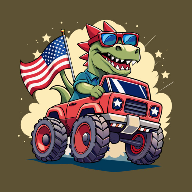 4th Of July US Flag T-Rex Dinosaur by The WYLD Tribe