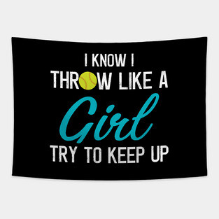 Funny Softball Pitcher Batter Catcher Girls Tapestry