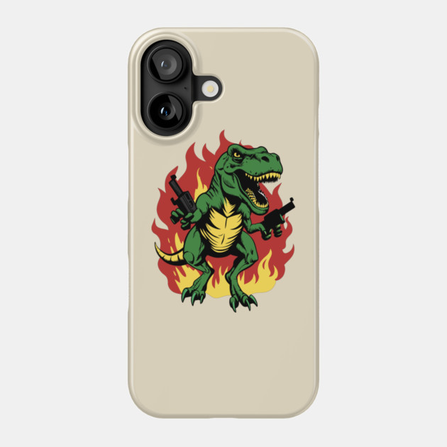 Mad T Rex On Fire Phone Case by The WYLD Tribe