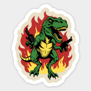 Mad T Rex On Fire Magnet