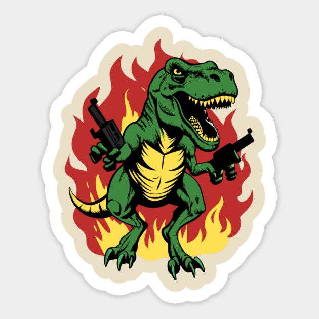 Mad T Rex On Fire Magnet by The WYLD Tribe