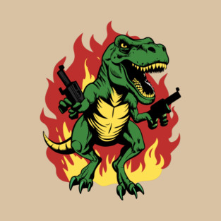 Mad T Rex On Fire T-Shirt
