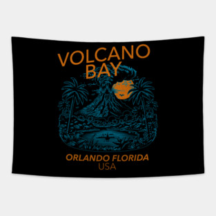 Vintage Look - A Volcano by a lagoon Orlando Florida Water Park Tapestry