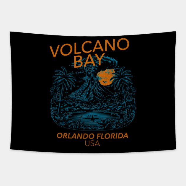 Vintage Look - A Volcano by a lagoon Orlando Florida Water Park Tapestry by Joaddo