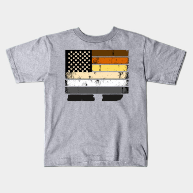 Bear Pride Flag with Paw Prints - Distressed Grunge Style LGBTQ+ Pride Illustration Kids T-Shirt by WarFX Designs