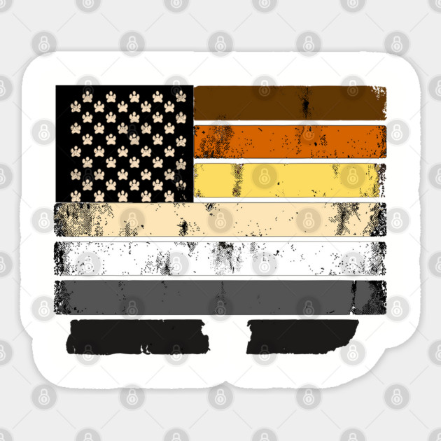 Bear Pride Flag with Paw Prints - Distressed Grunge Style LGBTQ+ Pride Illustration Sticker by WarFX Designs