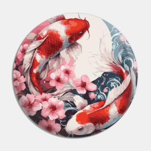 Koi Fish with Cherry Blossoms Pin