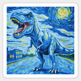 Starry Night T Rex Sticker