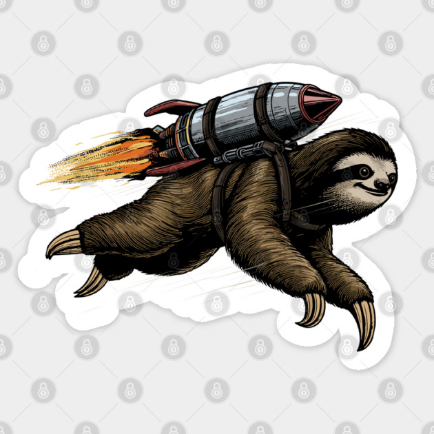 Rocket Sloth Sticker by GoshWow®