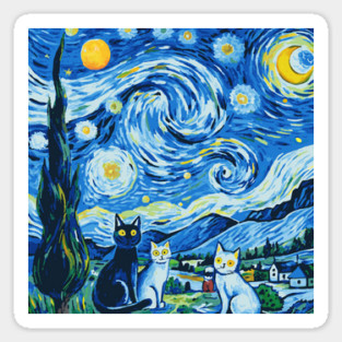 Staryy Night Cat Version Magnet