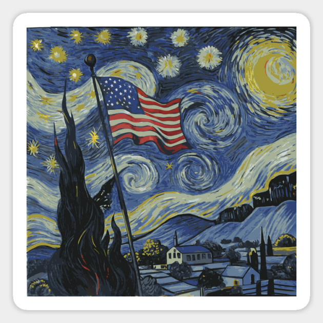 Starry Night 4th Of July Sticker by The WYLD Tribe