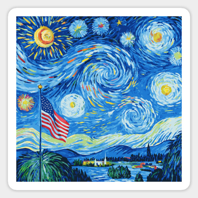 4th Of July Starry Night Sticker by The WYLD Tribe