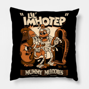 Lil Imhotep - Vintage Cartoon Mummy - Creepy Cute Halloween Pillow