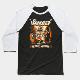 Lil Imhotep - Vintage Cartoon Mummy - Creepy Cute Halloween Baseball T-Shirt