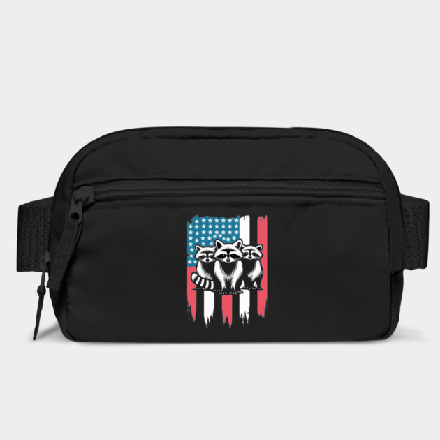 Raccoon Vintage American Flag by JessArty