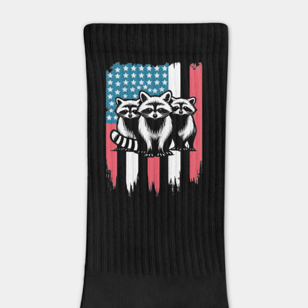 Raccoon Vintage American Flag by JessArty
